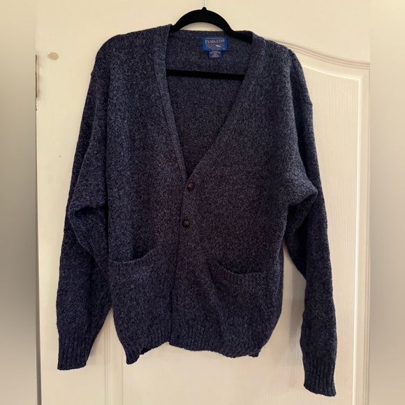 Pendleton Sweaters - PENDLETON 100% Shetland Wool Oversized Cardigan • Blue • Size M • Excellent Cond